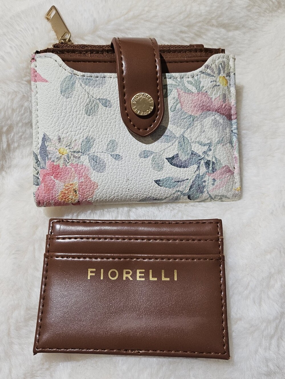 Fiorelli Floral Card Wallet Set in White & Brown